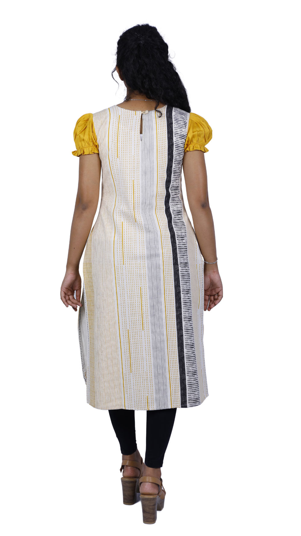 Women Abstract Cotton Blend Straight Kurta (Yellow) | S3K266