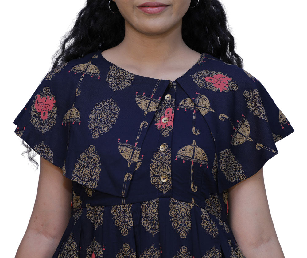 Women A-line Blue Dress | S3G573