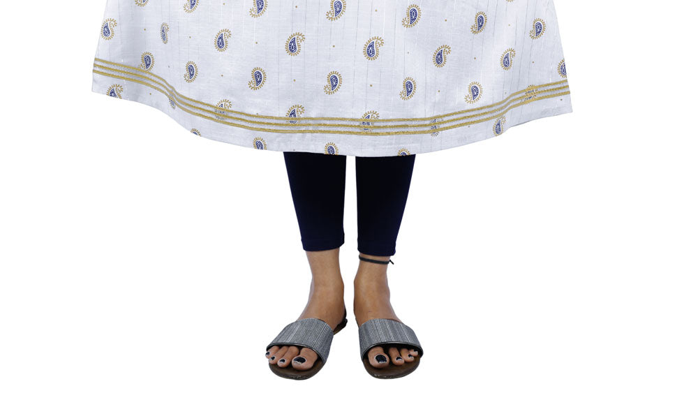 Women Printed A-line Kurta (white) | S3X224