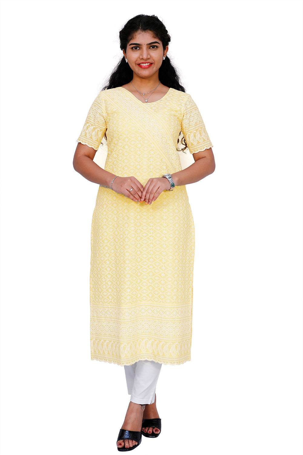 Women Chikan Embroidery Straight Kurta | S3K637