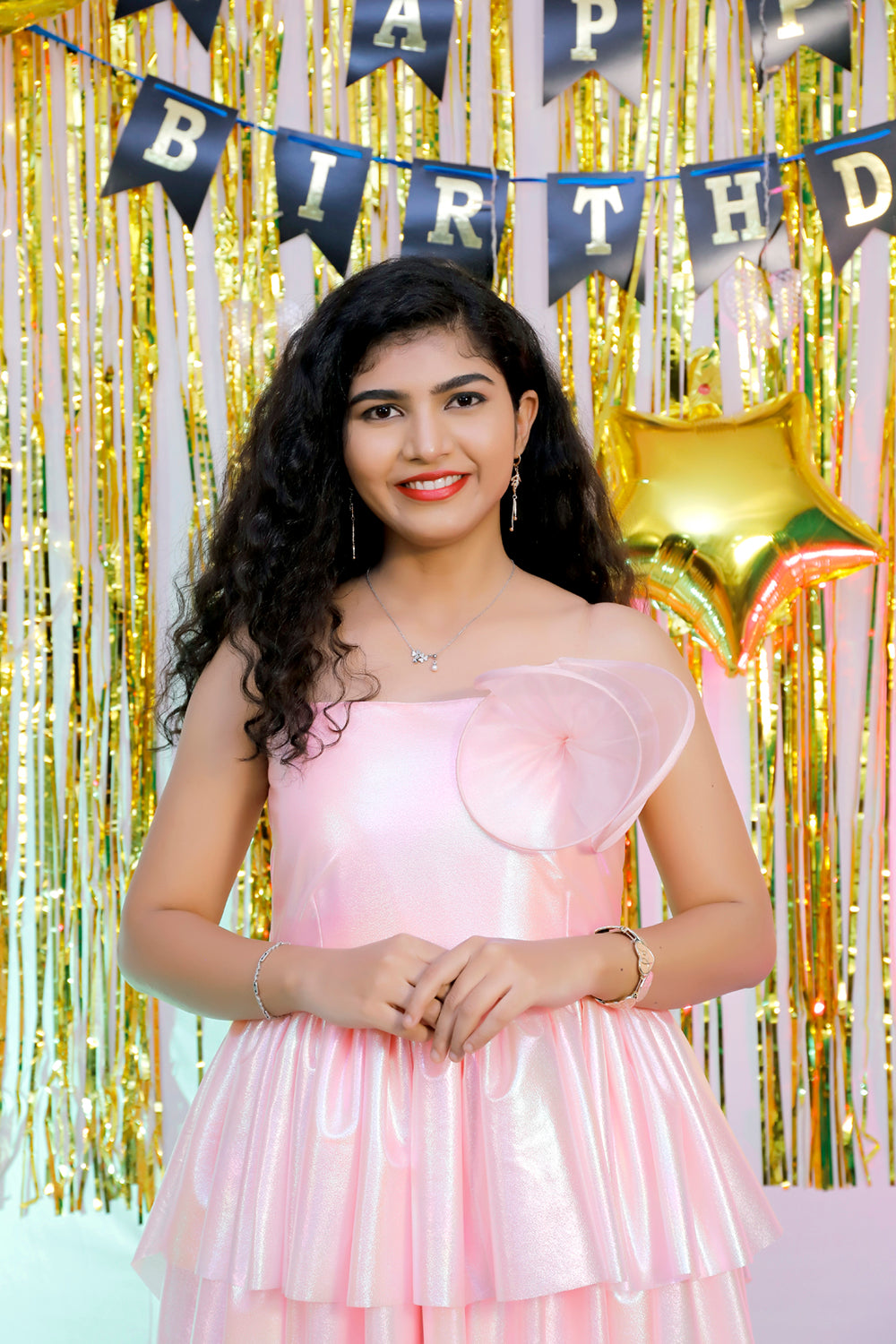 Pink Western Partywear Dress | S3G893