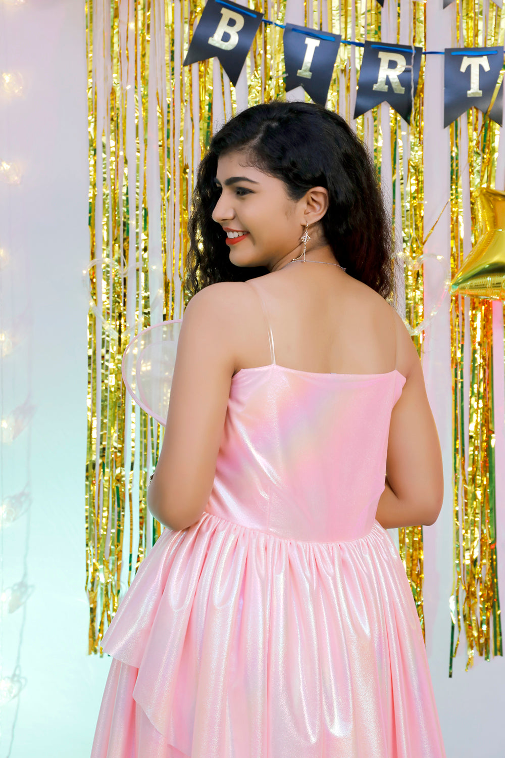 Pink Western Partywear Dress | S3G893