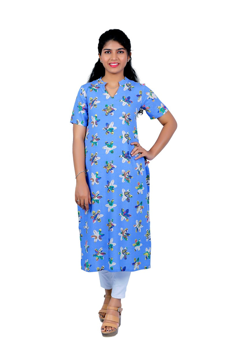 Women Printed Viscose Rayon Straight Kurta | S3K078