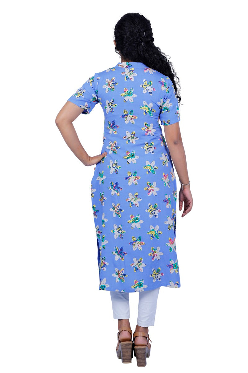 Women Printed Viscose Rayon Straight Kurta | S3K078