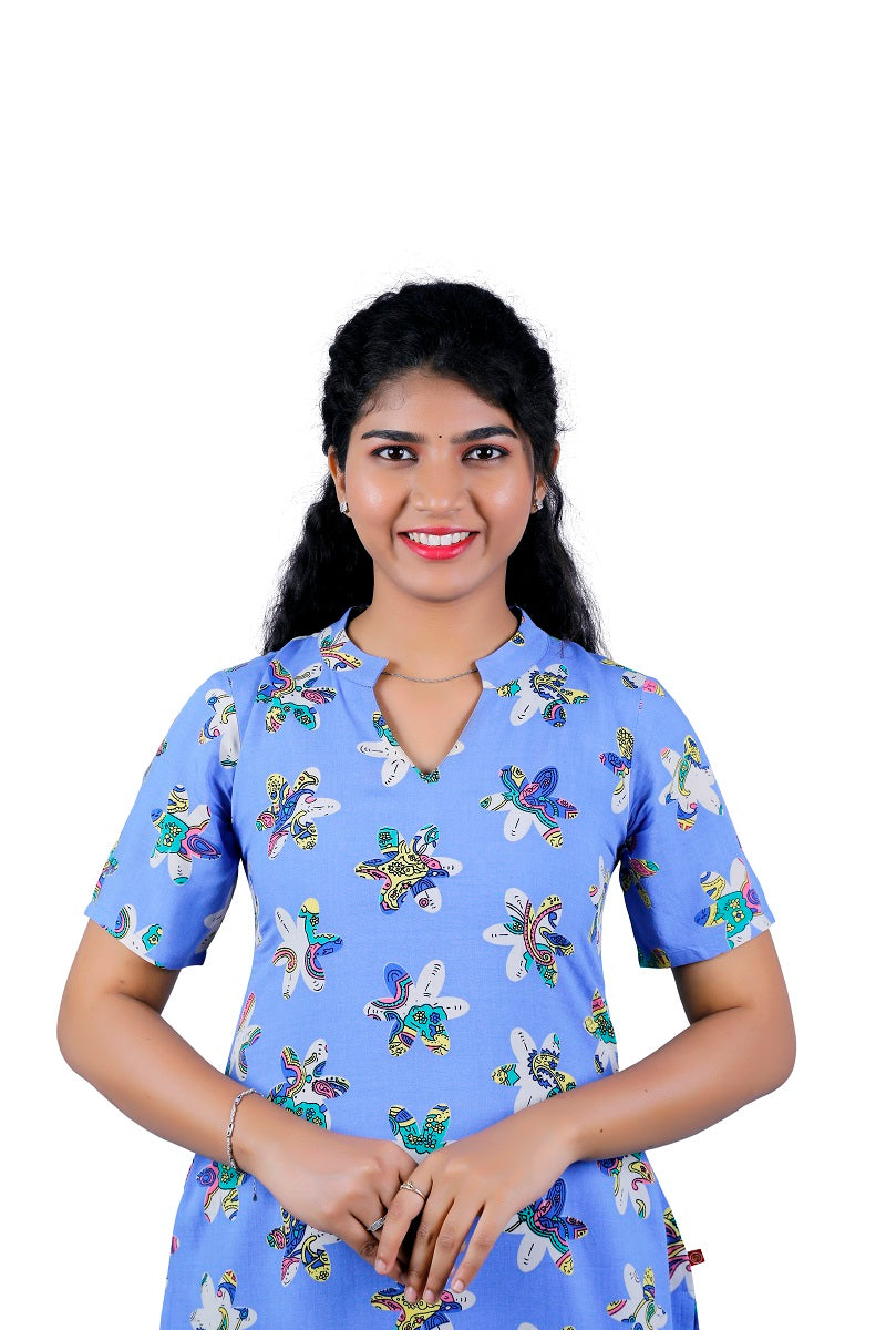 Women Printed Viscose Rayon Straight Kurta | S3K078