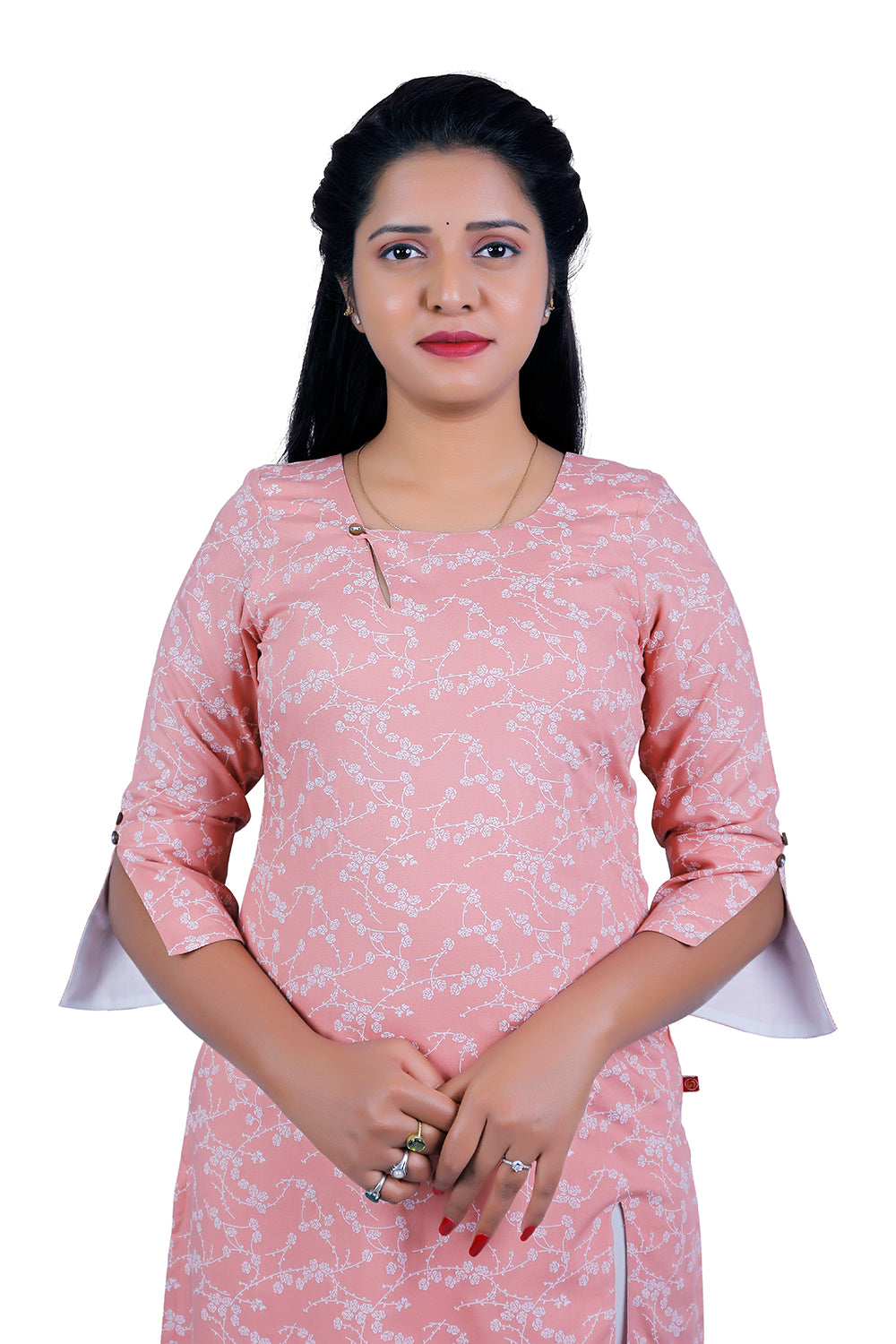 Peach Floral Print Kurti β Elegant & Comfortable Ethnic Wear | S3K284