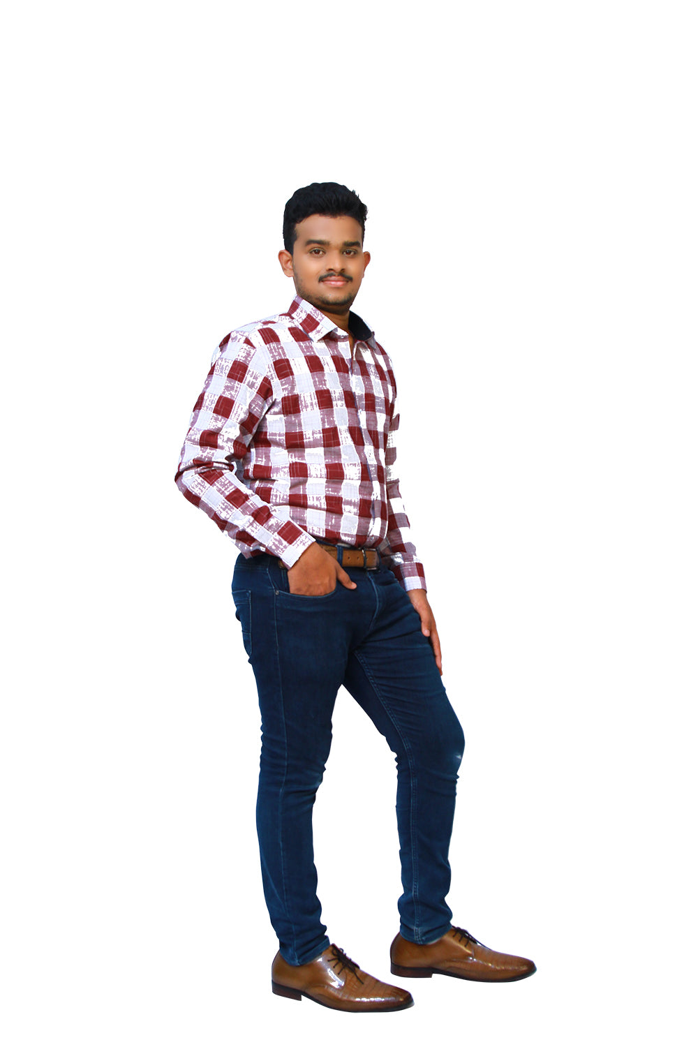 Maroon Checks Men's Full Hands Shirt | S3MAROON SHIRT