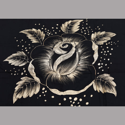 Silk saree, Color - black and floral gold