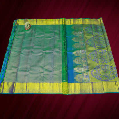 Earthy Blue Hand Woven Pattu Saree | Earthy Blue