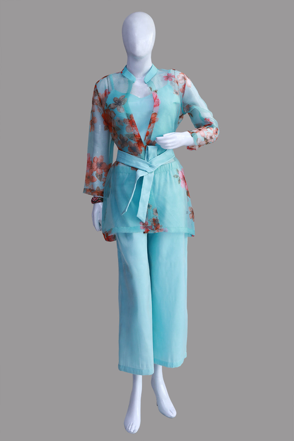 Shrug Top & Pant Three Pic Set Organza Fabric | S3STP1018 |