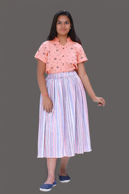 Orange Polka Dot Print Top & Midi Skirt | Orage Midi Skirt