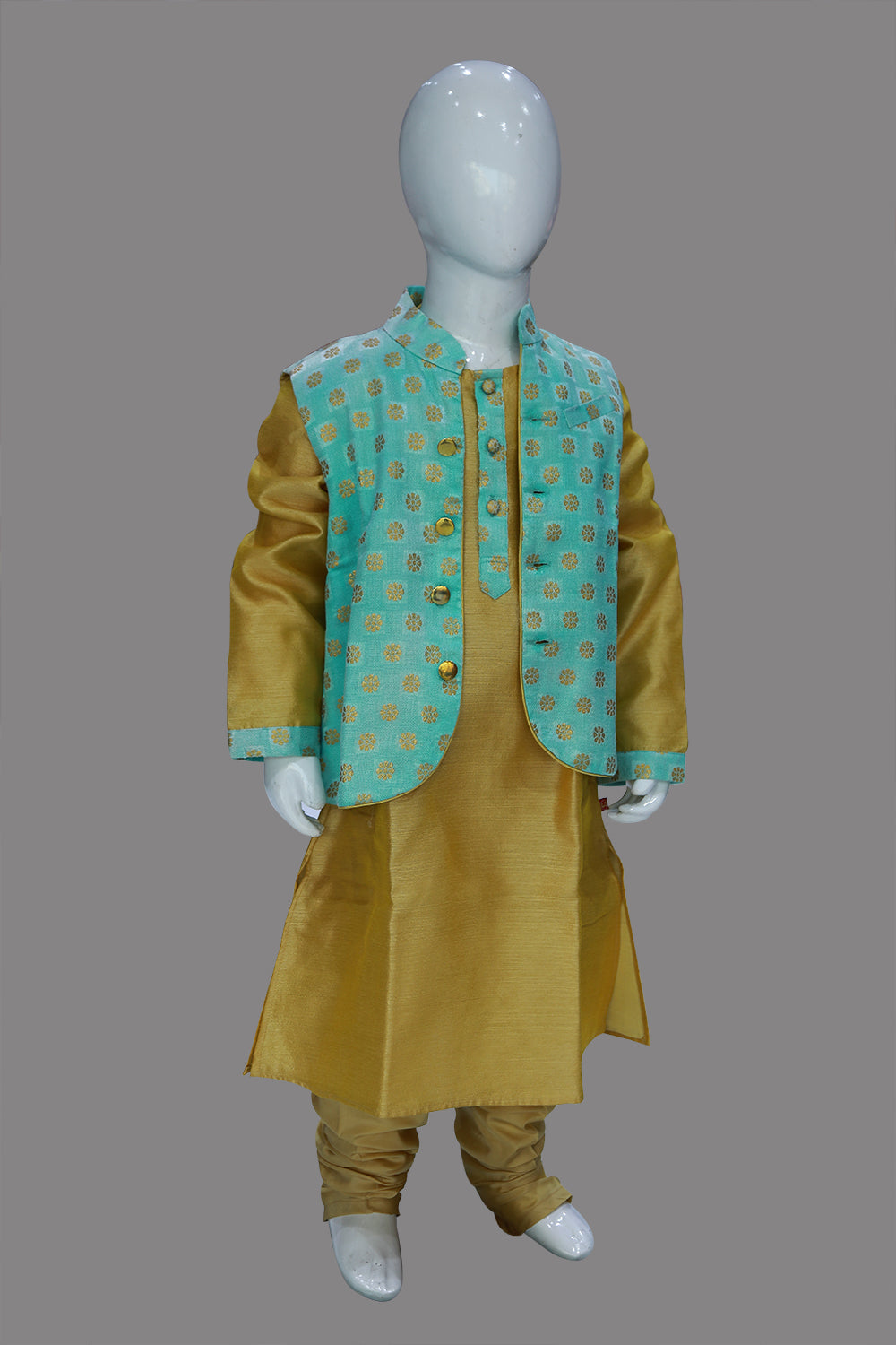 Mahendi Green Baby Boy Kurta Pyjama Set | S3KCJ1231
