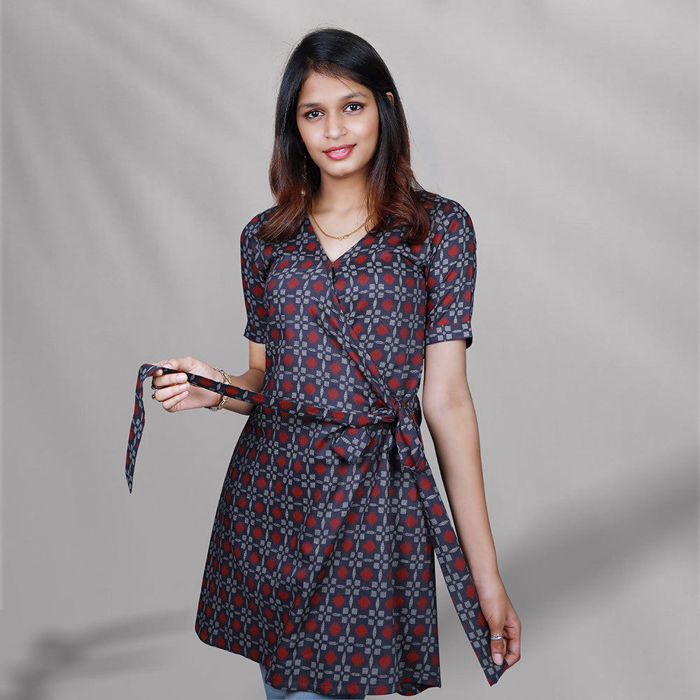Ash printed short kurti
