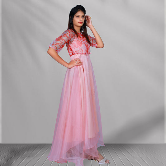 Peach organza gown