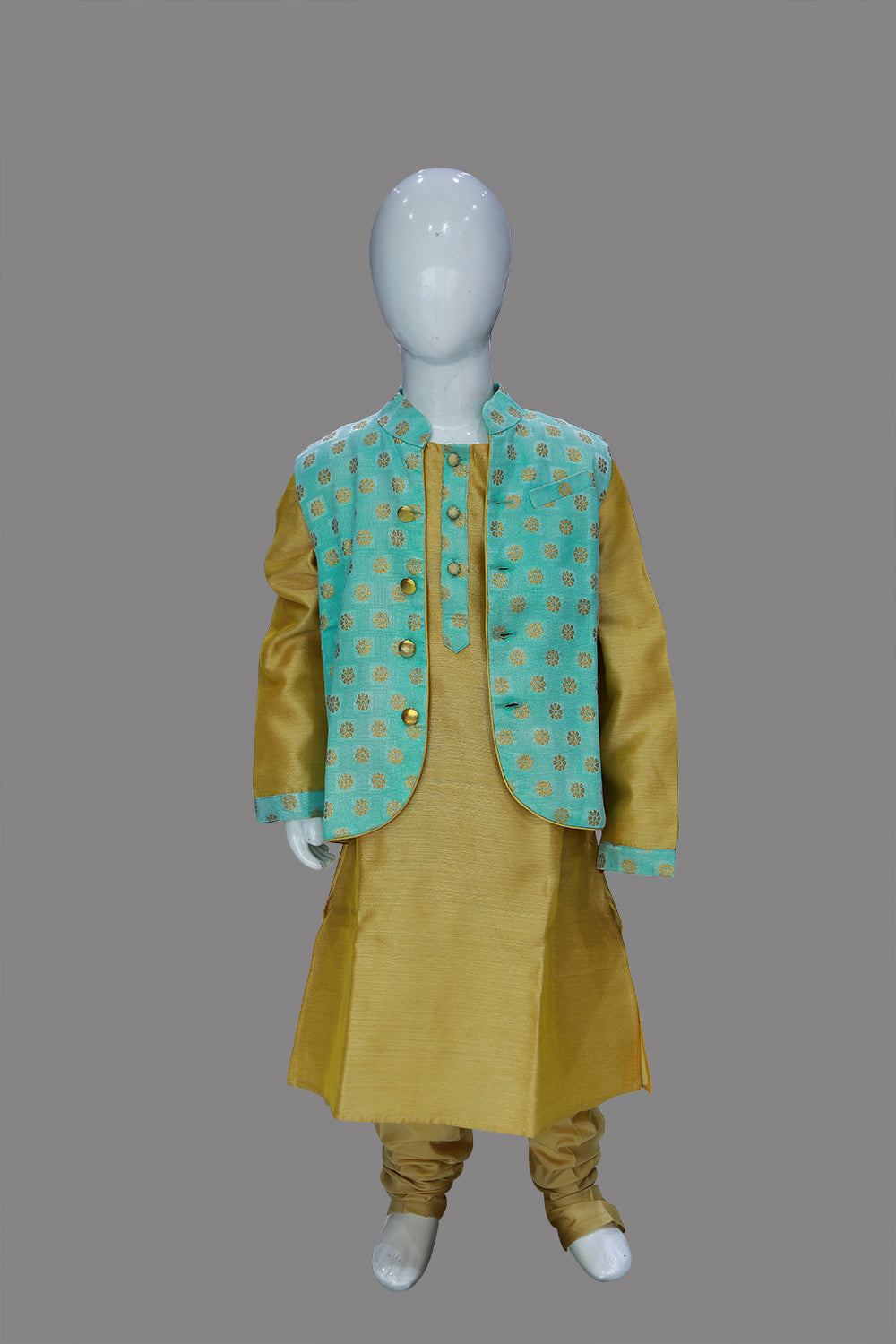 Mahendi Green Baby Boy Kurta Pyjama Set | S3KCJ1231