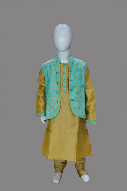 Mahendi Green Baby Boy Kurta Pyjama Set | S3KCJ1231