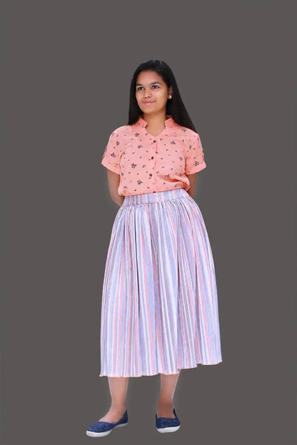 Orange Polka Dot Print Top & Midi Skirt | Orage Midi Skirt