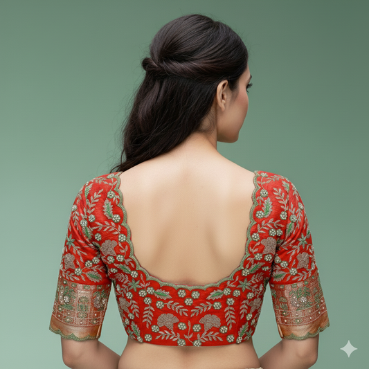 Red Maggam work Blouse