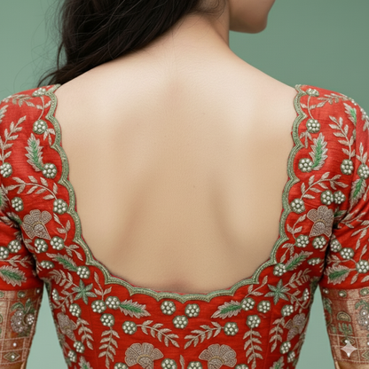 Red Maggam work Blouse