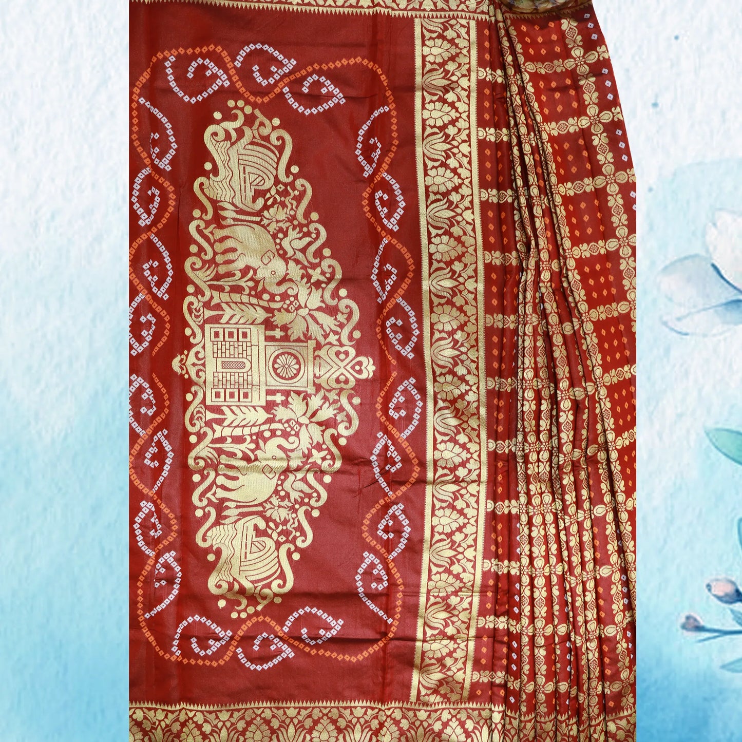 Mroon Bandhani Printed Saree | Bandhani Printed