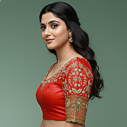 Red Maggam work Blouse