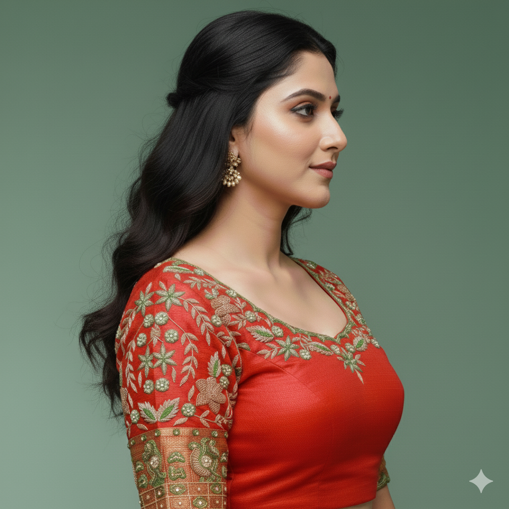 Red Maggam work Blouse