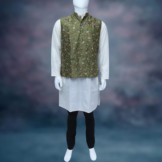 Kurta With Pyjama With Nehru Jacket