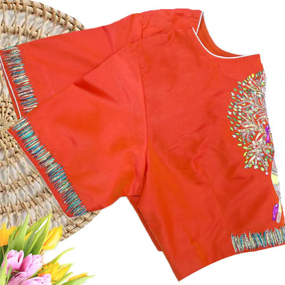 Inspired by Gond Art Maggam work Painted Handicrafts blouse | Gond Art Maggam