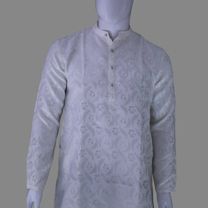 Men's White Printed Kurta | Mens Kurta