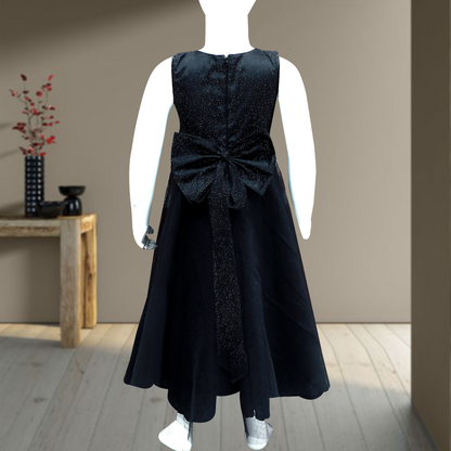 Girls Midi/Knee Length Festive/Wedding Dress  (Black, Sleeveless)