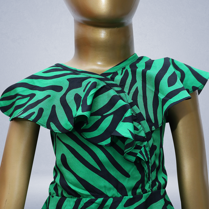Green nd black printed gown