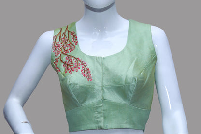 Rajasthani Heritage and hand painting Maggam work designer Sleeveless Blouse | S3B1276