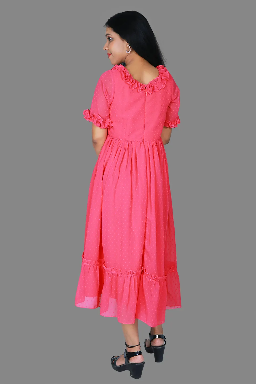 Pink Butta Georgette Gown | S3G1220