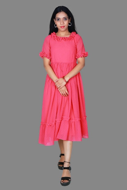 Pink Butta Georgette Gown | S3G1220