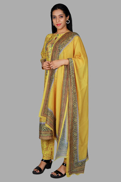 Mustard Yellow Printed 3 Piece Kurta Set | S3K1095