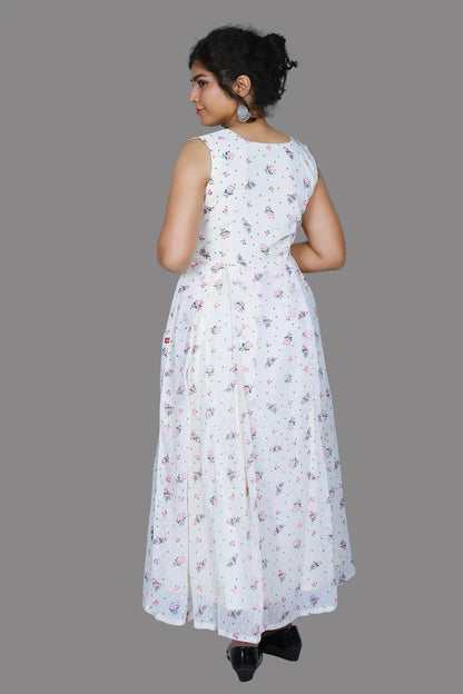 Ivory Textured Georgette Maxi | S3G1058