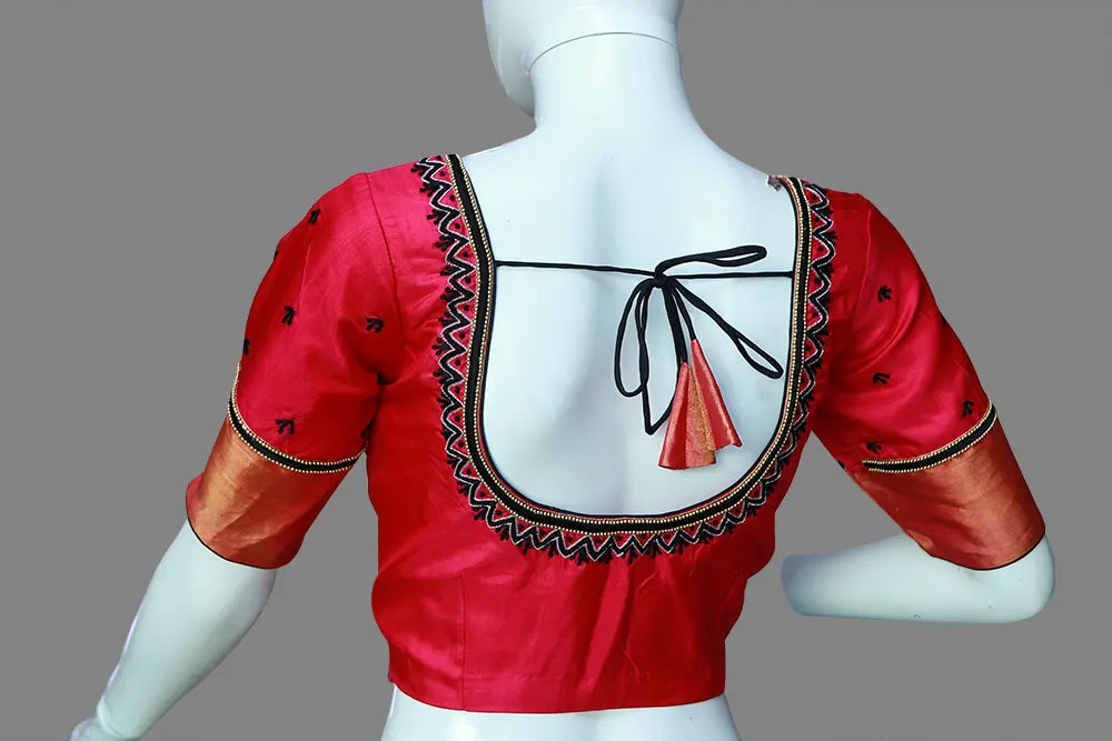 Red Maggam work Blouse | S3REDMB