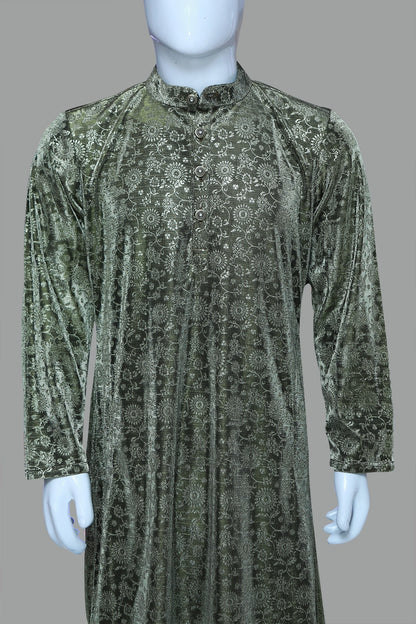 Men Black & Gold Toned Printed Kurta Pyjama | Men Black & Gold