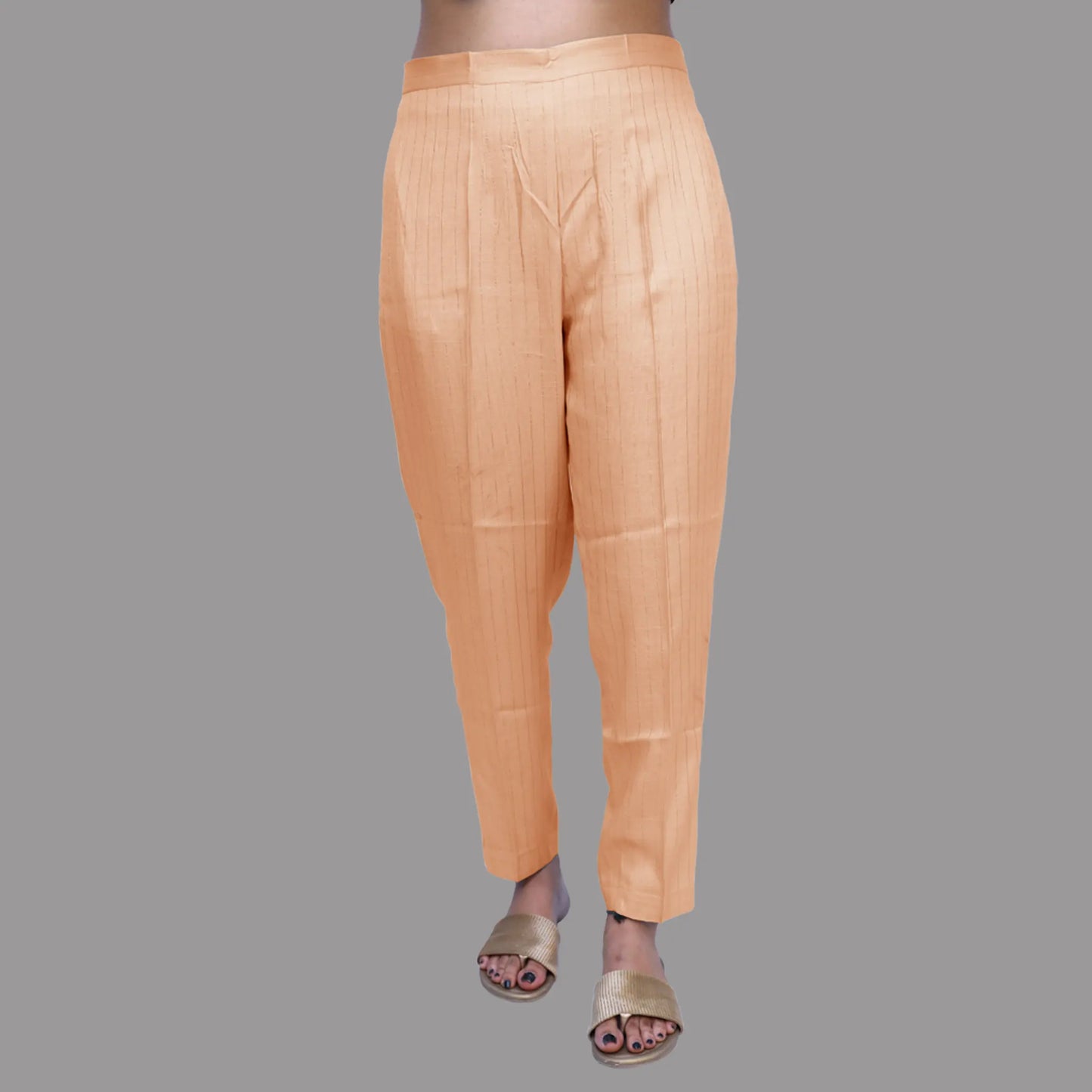 Women's Orange Lurex Print Pant | S3B0P779