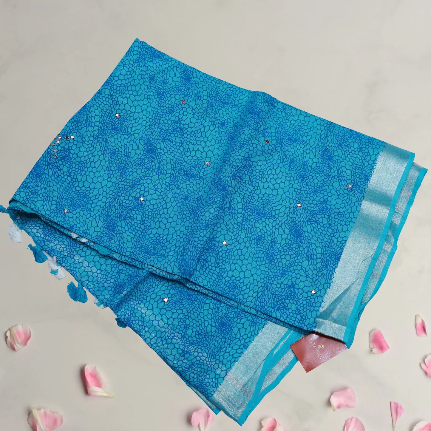 Blue Cotton Mirror Work Saree | Saree 12