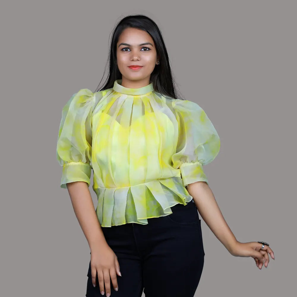 Yellow organza short Top