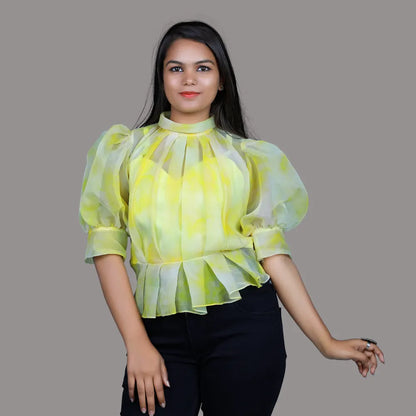 Yellow organza short Top