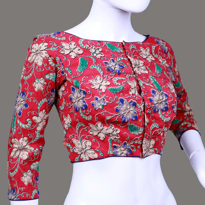 Maroon Floral Printed Boat Neck Blouse | Maroon Print