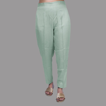 Regular Fit Women Grey Rayon Lurex Print Trousers |  S3GP779