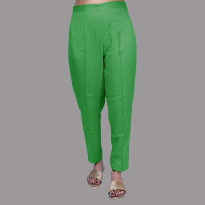 Regular Fit Women Dark Green Rayon Lurex Print Trousers | S3DGP779