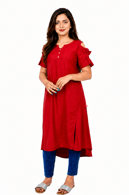 Women’s Self Design High-Low Kurta – Contemporary Ethnic Elegance | S3K276