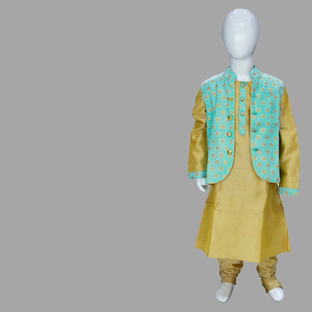 Mahendi Green Baby Boy Kurta Pyjama Set | S3KCJ1231