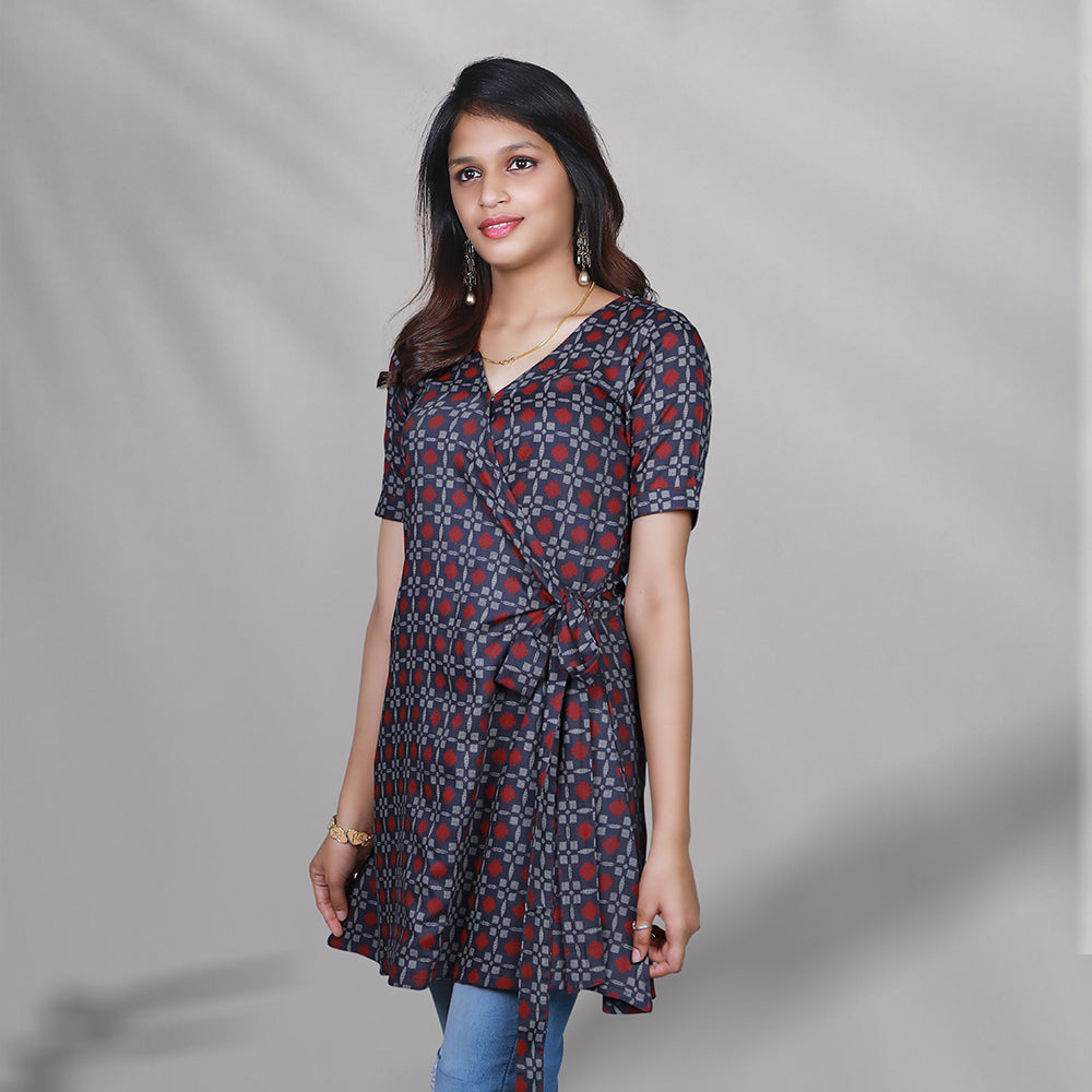 Ash printed short kurti