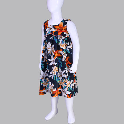 Multicolor Floral Print Round Neck Baby Girl Dress | Multicolor Floral Print