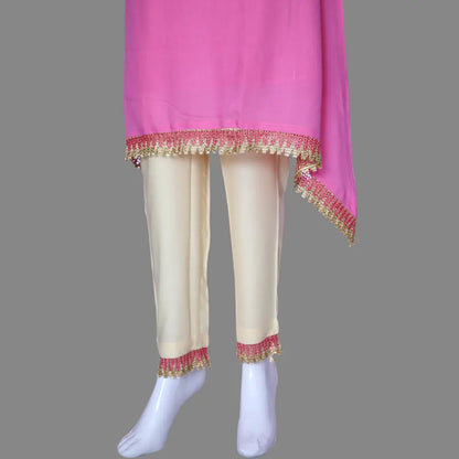 Pink Handicrafts Work A-Line Kurti Set | S3K1292